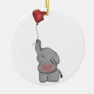 Elefant, der Ballon hält Keramik Ornament