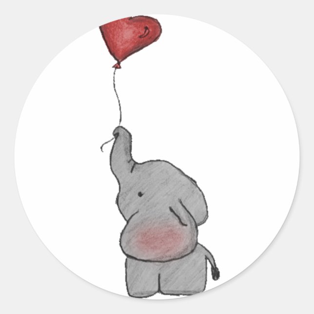 Elefant, der Ballon hält Runder Aufkleber (Vorderseite)