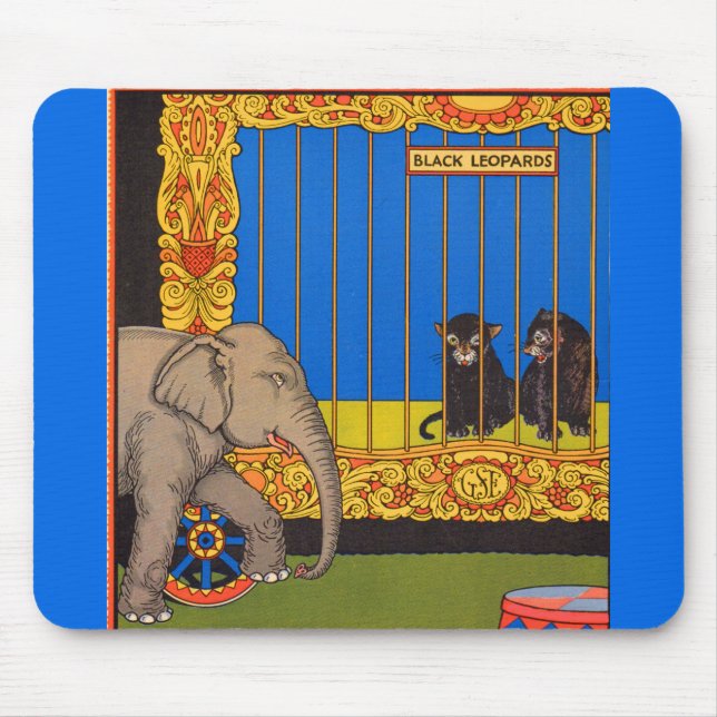 Elefant, der durch den schwarzen Leopardenkäfig sp Mousepad (Vorne)