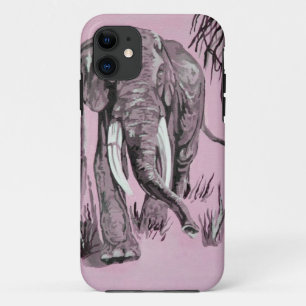 Elefant, der durch die waldreiche Savanne in Rosa Case-Mate iPhone Hülle