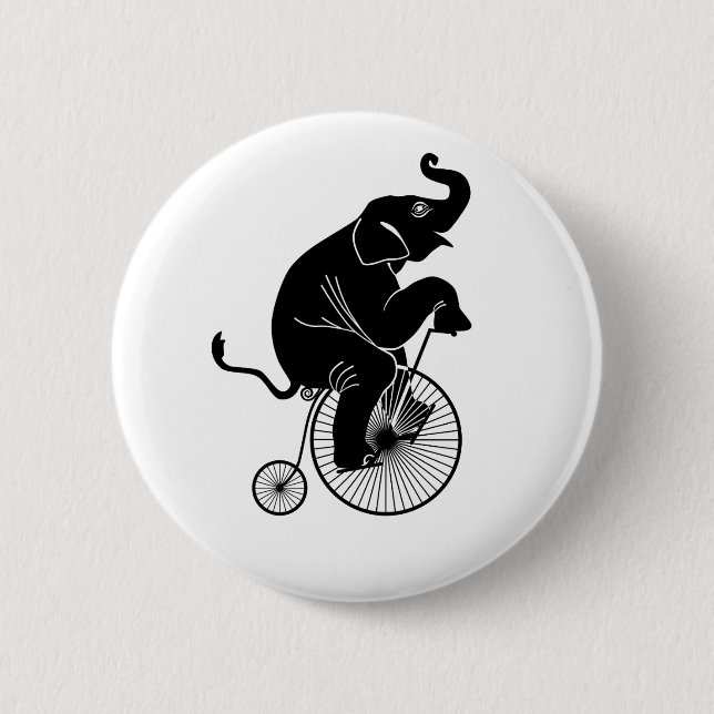 Elefant, der ein Fahrrad reitet Button (Vorderseite)