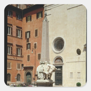 Elefant, der einen ägyptischen Obelisk, 1667 trä Quadratischer Aufkleber