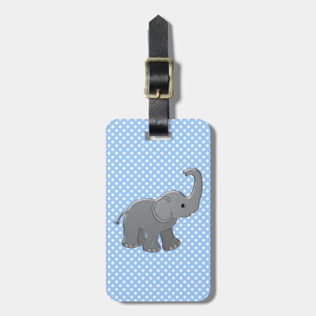 Elefant des blauen Babys Gepäckanhänger (Vorderseite vertikal)