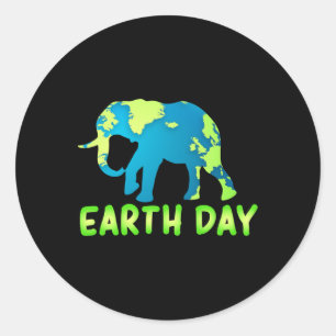 Elefant des Earth Day für Kinder Runder Aufkleber