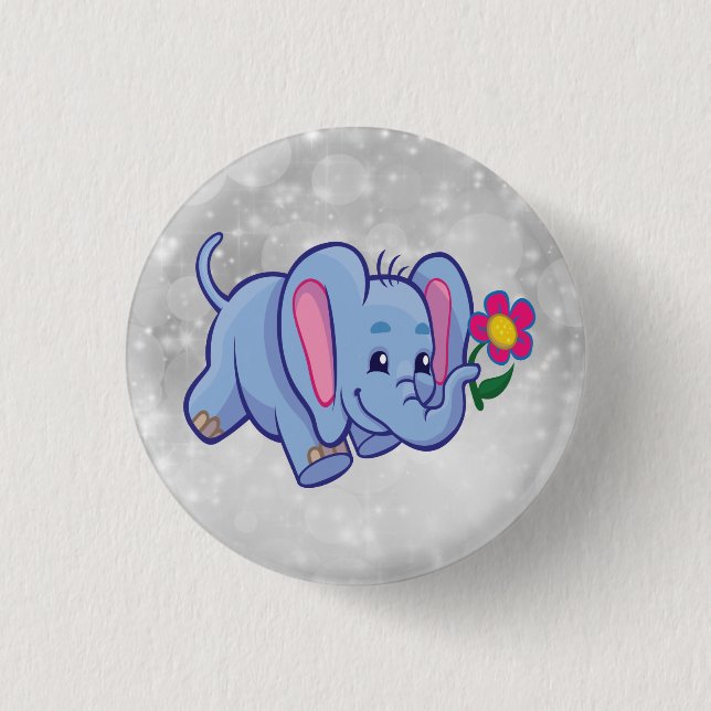 Elefant des niedlichen Cartoon Button (Vorderseite)