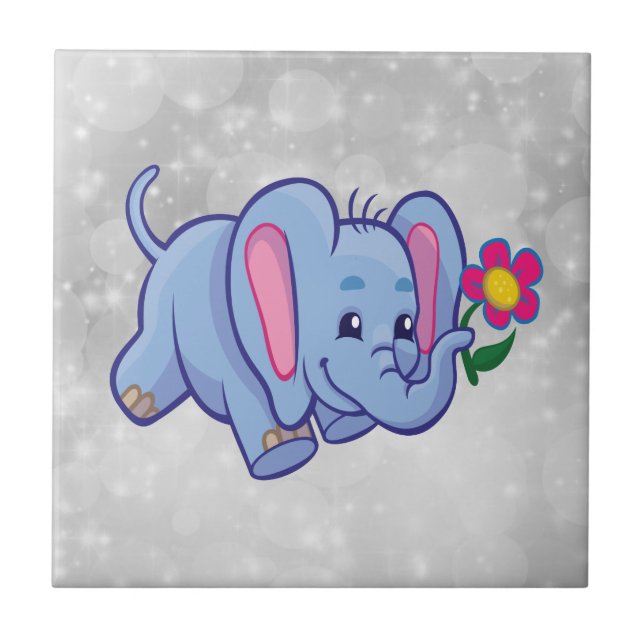 Elefant des niedlichen Cartoon Fliese (Vorderseite)
