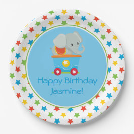 Elefant des Zirkus-Zug-| | personalisiert Pappteller