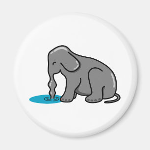 Elefant Drinking (grau) Magnet
