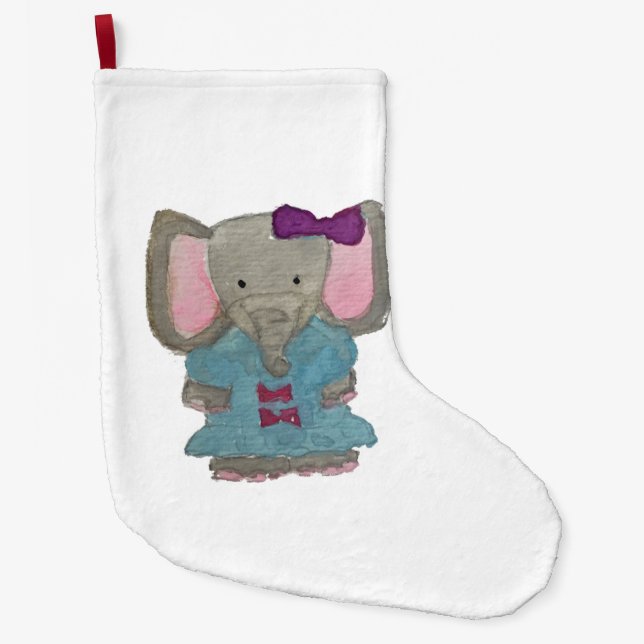 Elefant-Dschungel-Freund-Baby-Tierwasser-Farbe Großer Weihnachtsstrumpf (Vorderseite)