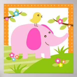 Elefant Dschungel Tier Kinderzimmer Wandbild Druck Poster