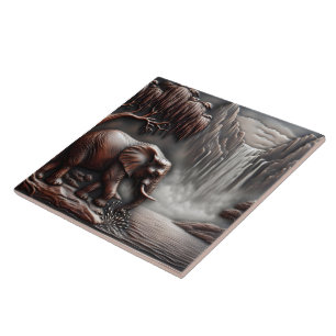 Elefant durch Wasserfall in begehter Not Fliese