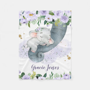Elefant eines Mädchens mit Soft Lavender Blume Bab Fleecedecke
