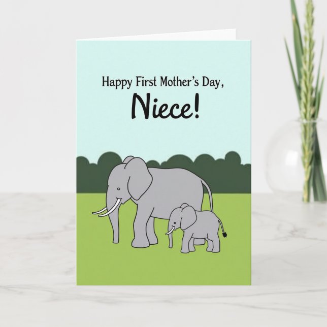 Elefant Erste Muttertag-Nichtenkarte Karte (Vorderseite)