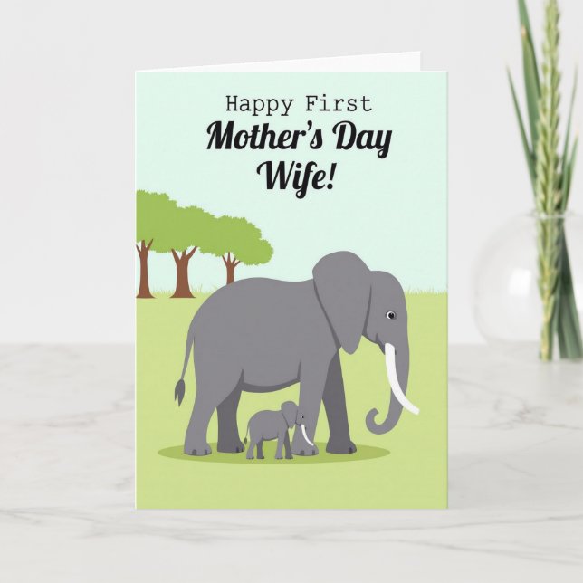 Elefant Erstes Muttertags-Ehefrau Karte (Vorderseite)