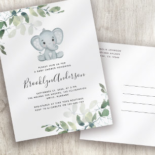 Elefant Eukalyptus Babyshower-Einladung Postkarte