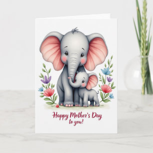 Elefant Familie Blumenmuster Karte