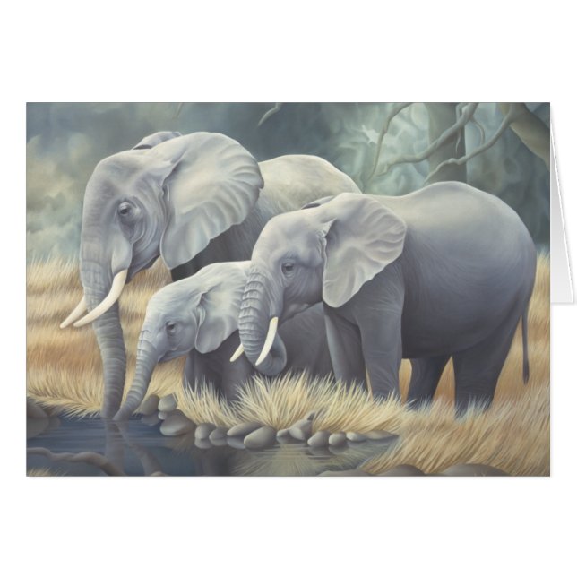 "Elefant-Familien-" Karte (Vorderseite (Horizontal))