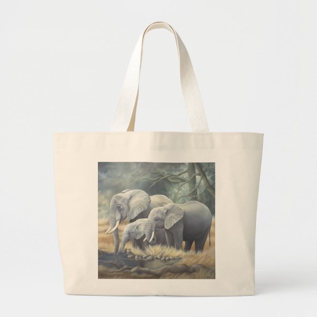 Elefant-Familien-Tasche Jumbo Stoffbeutel (Vorne)