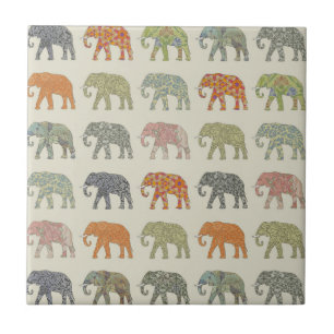 Elefant Farbige Tier Muster Modern Fliese