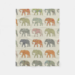 Elefant Farbige Tier Muster Zeitgenössisch Fleecedecke