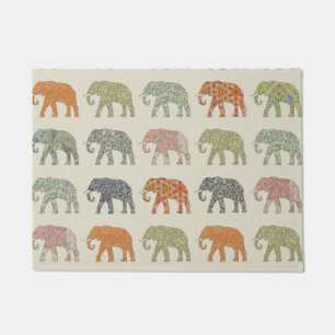 Elefant Farbige Tier Muster Zeitgenössisch Fußmatte