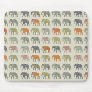Elefant Farbige Tier Muster Zeitgenössisch Mousepad