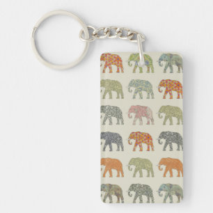 Elefant Farbige Tier Muster Zeitgenössisch Schlüsselanhänger