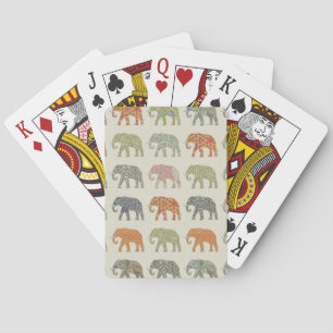 Elefant Farbige Tier Muster Zeitgenössisch Spielkarten