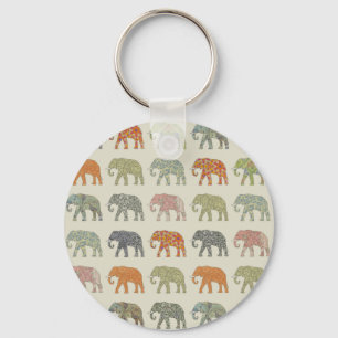 Elefant Farbige Tiermuster Schlüsselanhänger