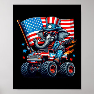 Elefant Farmer Amerikanische Flagge Patriotisch 4. Poster