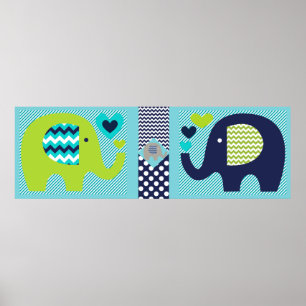 Elefant Freunde Kinderzimmer Poster