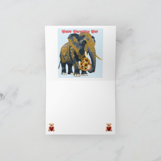 Elefant für den Valentinstag. Dankeskarte (Innenseite)