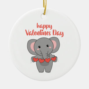 Elefant für Valentinstag Niedliche Tiere mit Keramik Ornament