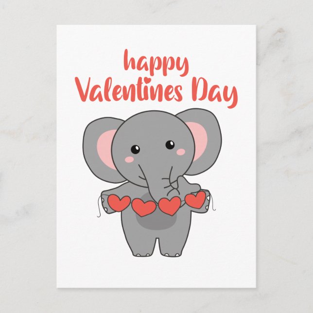 Elefant für Valentinstag Niedliche Tiere mit Postkarte (Vorderseite)