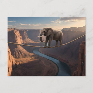 Elefant geht auf dem Seil Kunst Postkarte