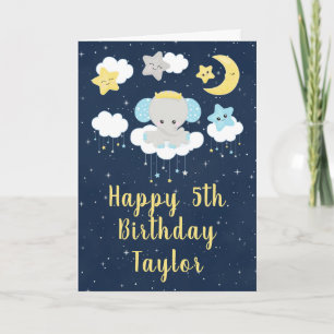 Elefant Gelb und Navy Alles Gute zum Geburtstag Karte