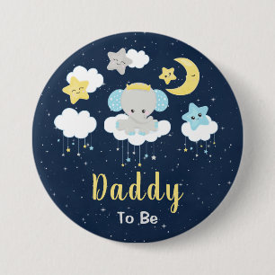Elefant Gelb und Navy Daddy To Be Button