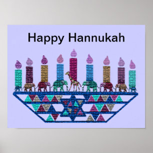 Elefant geometrischer Hannukah Menorah Druck Poster