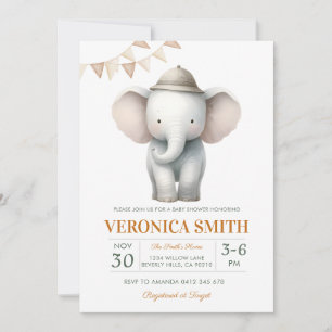 Elefant geschlechtsneutrale Babyparty Einladung