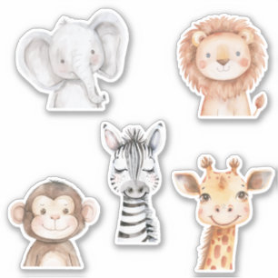 Elefant Giraffe Löwe Affe Zebra Aufkleber