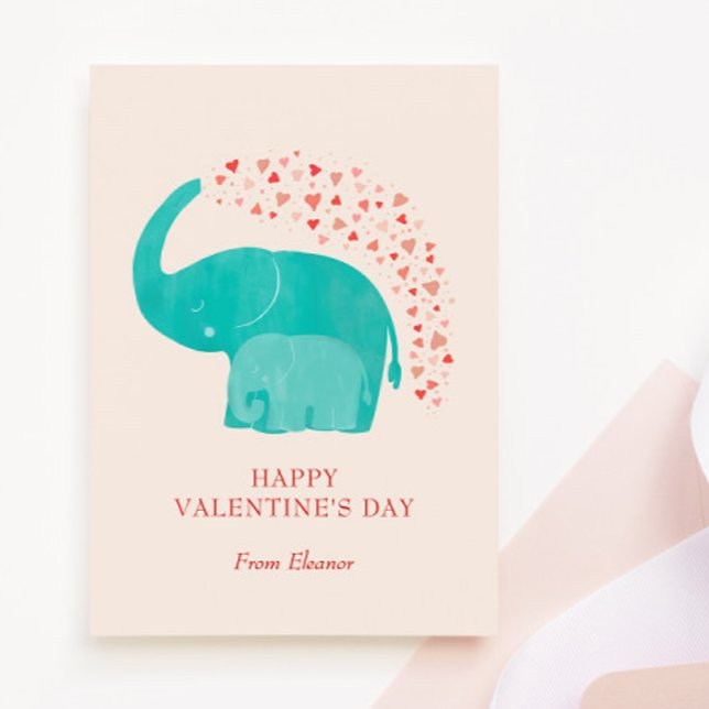 Elefant Glücklicher Valentinstag Kind Foto Mitteilungskarte (Von Creator hochgeladen)