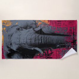 Elefant Graffiti Pop Art Portrait Strandtuch