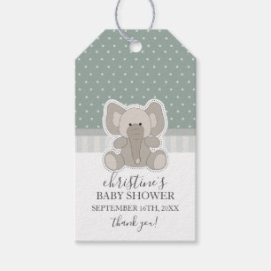 Elefant Grün Gepunktete Babyparty Dankeschön Geschenkanhänger