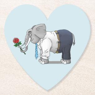 Elefant hält eine rote Rose Untersetzer
