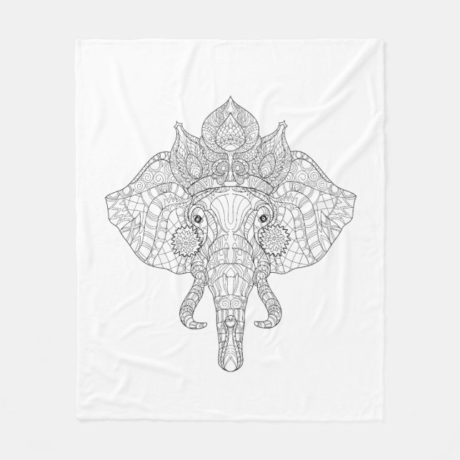 Elefant HauptZendoodle Fleecedecke (Vorderseite)
