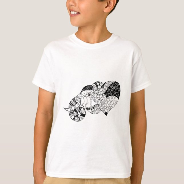 Elefant HauptZenstyle Gekritzel T-Shirt (Vorderseite)