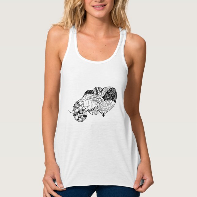 Elefant HauptZenstyle Gekritzel Tank Top (Vorderseite)