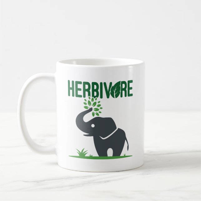 Elefant Herbivore Pflanzen essend Kaffeetasse (Links)