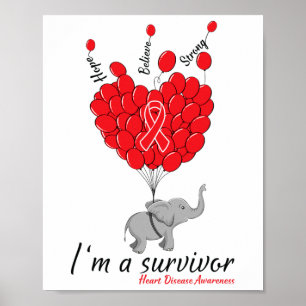 Elefant Ich bin ein Überlebender Herzkrankheit-Bew Poster