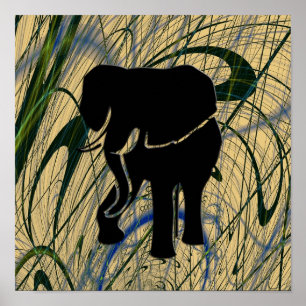 Elefant im Abstrakten Dschungeldruckposter Poster